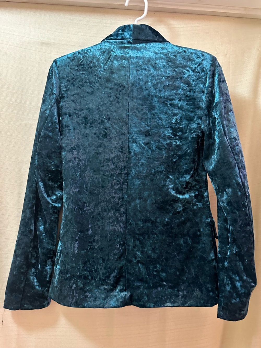 Cleo Teal Crushed Velvet Blazer XS Tailored Stretch Jacket Chic - Picture 7 of 8